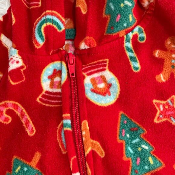 Kids Ginger Bread Hoodie One Piece in Orange and Red Holiday Comfy - Picture 8 of 8